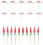 PRETYZOOM 100pcs Watermelon Paper Umbrellas Fruits Cocktail Dessert Parasol Picks Drink Sticks Toothpicks Cupcake Topper for Tropical Summer Pool Wedding Beach Baby Birthday Party Decoration Supplies