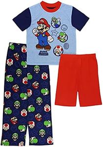 Super Mario Bros. Boys’ Loose-Fit Pajamas Set, Gamers, 6