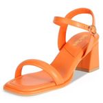 Heels Charm Women's Chunky Block Heeled Sandals 2.56 Inches Open Toe Ankle Strap Block High Heel Sandal Dress Dancing Sandals Daily Work Party Shoes, Orange, 6.5