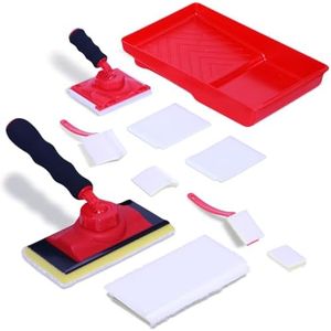 DIQQHI 7-Inch Professional Paint Edger Kit - 4 Shape Trim Pads (7"+4"+1"+V-Corner) w/5 Refills, 360° Rotating Handle & 7" Paint Tray for Wall/Ceiling Painting - Edge Painter Tool Set