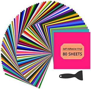 HTVRONT Permanent Vinyl for Cutting Machine - 80 Pack Permanent Adhesive Vinyl Sheets, 45 Assorted Colors Permanent Bundle, Silhouette, Cameo Cutters, Signs, Scrapbooking, Craft