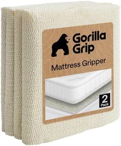 GORILLA GRIP Non Slip Mattress Gripper, Prevents Mattresses from Sliding and Holds Bed in Place, Pad Grips Beds, Sofa, Couch, Chair Cushions and Helps Keep Topper from Slipping, 2 Pack Pads, Queen