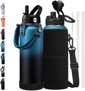 Insulated Water Bottle 40 oz - Keep Cold 48H & Hot-24H, Metal Water Bottle with Straw & Auto Spout Lid, Paracord Handle, Bottle Carrier Bag, Leak Proof Thermal Flask for Hiking Cycling Sport