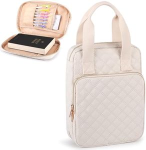 Bunnychill Bible Cover for Women, Bible Case with Handles,Carrying Bible Bag Scripture Case Church Bag Bible Protective with a Zippered Front Pocket & Velcro Back Pocket