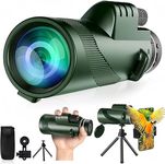 PhysioPhyx 80x100 HD Monocular for Adults & Kids, High Powered with Smartphone Adapter & Tripod, BAK4 Prism for Bird Watching, Hunting, Hiking, Travel, Wildlife