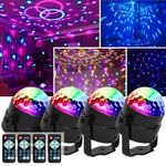 4 Pack TORIBIO Party Lights DJ Disco Light, LED Party Decorations Light Strobe Lights Sound Activated, 7 Modes RGB Party Disco Ball Stage Lights for Parties Home Dance Christmas Club, with Remote