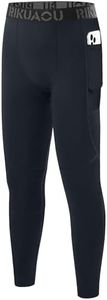 RIKUAOU Boys Compression Pants Leggings, Youth Athletic Quick Dry Tights Football, Base Layer Spandex Sports with Pocket