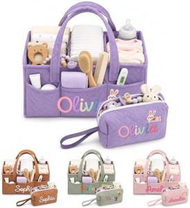 Custom Baby Diaper Caddy Organizer with Tote Bag Pouch, Baby Gift Basket
