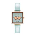 VICTORIA HYDE Quartz Watches for Women Rose Gold Square Case Genuine Leather Strap Green Detachable Ladies Wristwatch