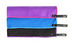 Aesthetex Microfibre Towel with carry bag - a quick dry towel. Great for travel, sports, gym, camping, swim, yoga, pilates, bikram, beach, bath or at home - the perfect travel towel (Purple, Large (180 x 130cm))