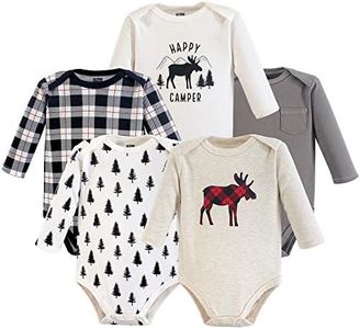 Hudson Baby Unisex Baby Cotton Long-Sleeve Bodysuits, Moose, 12-18 Months