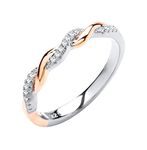 Sterling Silver & Rose Gold 0.10ct Diamond Eternity Ring - Size J-V (S)