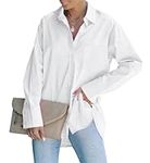 LACOZY Women's Long Sleeve Dress Shirts Fitted Non Iron Stretch Executive Office Work Business Casual Formal Shirt Blouse White L