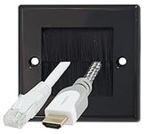 Auline Black Brush Single 1 Gang Wall Outlet Cable Entry Plate Tidy Mount Face Plate Wall Plate (1)