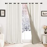 Deconovo Faux Linen Eyelet Door Thermal Curtains 100% Blackout Energy Saving Curtains for Bedroom, Greyish White W52 x L84 Inch One Pair
