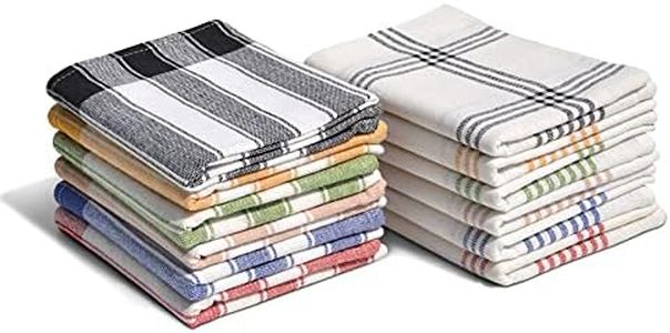 Home Linge Passion | Lot de 12 Torchons de Cuisine | 100% Coton - 50x70 cm | Panachage Multicolore : Beige - Bleu - Vert - Jaune - Rouge - Noir