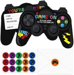 AIMALL Video Game Party Invitation Set – 30 Gamepad Themed Cards with Envelopes and Stickers, Perfect for Birthday Parties and Gaming Events, Card Size 4.72" x 6.7"