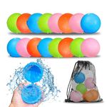 SCUATANBE 16PCS Reusable Magnetic Water Balloons, Self-Sealing Quick Fill Water Bomb Toys For Kids Age 4-8, Refillable Water Splash Balls For Summer Party Pool Outdoor Toys For Kids Ages 8-12