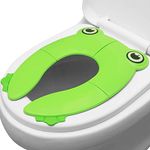 Golden bird Toilet Potty Training Seat Cover, Travel Toilet Seat, Folding Non Slip Silicone Pads, Travel Portable Reusable Kids Toddlers Boys Girls, Carry Bag (Green)