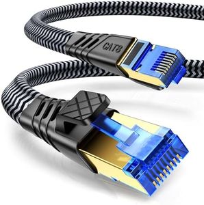 NORSHY Cat 8 Cable Ethernet, 5m Cable de Red Alta Velocidad 40Gbps 2000MHz S/FTP Trenzado Plano Cable Lan Conector RJ45 Cable Internet para PS5/PS4, Xbox,TV,Box, Router, PC, Módem