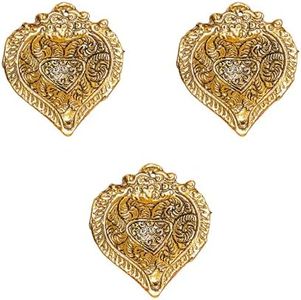 Wonder Care Metal Gold Oil Lamps for Diwali Decorations for Home Diya | Decor for Diwali with Diya Set | Diwali for Pooja ,Return Gift for Friends, Family Indian Diya lamp Diwali Diya 3 Piece Set