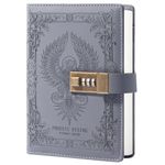 TIEFOSSI Phoenix Journal Notebook with Lock, Vintage Leather Locked Diary, B6 Travel Refillable Ruled Lined Writing Paper, Secret Password Gift Diary for Women Girls Boys (Black)
