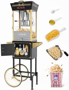 PopBria Popcorn Machine with Cart, 12oz Retro Professional Popcorn Maker, Movie Theater Style Popcorn Machine with Warming Deck, 64-Cup Large Batch for Home Theater and Party (Black and Gold)