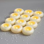 Zevanor 12pcs Flameless LED Floating Waterproof Plastic Ivory 2.8" x1.2" Tea Light Candles, Battery Operated Flickering Votive Tealight Candles for Bathroom Swimming Pool