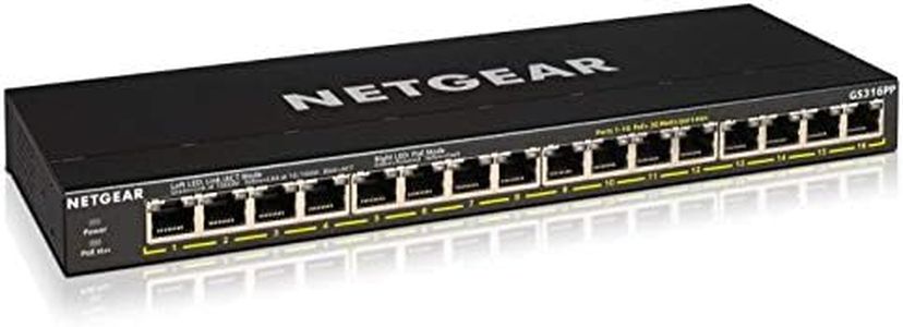 NETGEAR 16-Port Gigabit Ethernet Unmanaged PoE+ Switch (GS316PP) - with 24 x PoE+ @ 183W, Desktop/Wallmount, Sturdy Metal