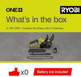 Ryobi 18V Cordless Chainsaw – 30cm Bar, Lightweight
