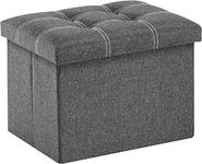 AR Mall Storage Ottoman Folding Rectangle Cube Coffee Table Multipurpose Foot Rest Short Children Sofa Stool Linen Fabric Ottomans Bench Foot Rest for Bedroom (43X33X33 CM, Grey)