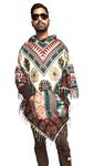 kullu woolen poncho with hood for men multinew