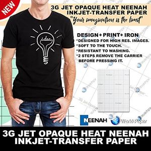 Iron ON Heat Transfer Paper 3G Jet Opaque 11 x 17" Custom Pack 50 Sheets