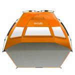 OutdoorMaster Pop Up 3-4 Person Beach Tent X-Large - Easy Setup, Portable Beach Shade Canopy Folding Sun Shelter with UPF 50+ UV Protection Removable Skylight Family Size (Orange, X-Large)