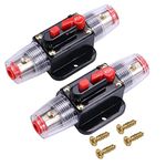 RKURCK 40 Amps Audio Inline Circuit Breaker Reset Fuse, 12V-24V DC Manual Reset Inline Fuse Holder for Car Marine Trolling Motors Audio, Stereo Switch and Solar Inverter System Protection 40A 2 Pcs