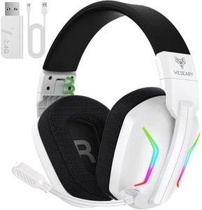 WESEARY Wireless Gaming Headsets for PC, PS5, PS4, Switch, Mac, 2.4GHz Wireless Gaming Headphone with ENC Noise Canceling Microphone, Bluetooth 5.4, Cool Lighting, 50H Battery, 50mm Drivers