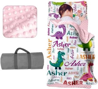 Personalized Toddler Nap Mat for Daycare Cot Bedding - Baby Girls Kids Dinosaur Nap Mats with Pillow Blanket Preschool Kindergarten Children Sleeping Bag with Custom Name Easy Carry Pink