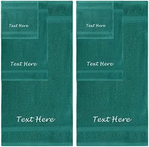 Personalized Towels Set - 6 Pack Super Soft & Absorbent Turkish Cotton Towels for Bathroom, Spa, Gym, Pool and Hotels - Includes 2 Bath Towels, 2 Hand Towels, 2 Washcloths - Aqua Towel Set