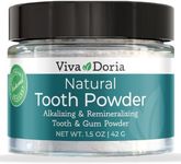 Viva Doria Natural Tooth Powder | Remineralizing Tooth Powder | Natural Teeth Whitening Powder | Toothpaste Power | Breath Freshener | Refreshing Mint Flavor | 1.5 Oz Glass Jar