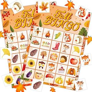 Joy Bang Fall Festival Games, Fall Bingo Cards for 24 Players Harvest Game Fall Crafts for Kids Adults Autumn Thanksgiving Party Favors Supplies Activities for Kids Family Classroom