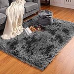 JURLEA Area Rug Modern Fluffy Shaggy Rugs for Living Room, Soft Non-Slip Carpet for Bedrooms, Boys Room, Girls Room, Play Room Modern Home Decor (Black Grey, 2.6'x 3.9'(80cm x 120cm))