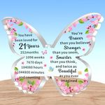 AMZQ Inspirational 21st Birthday Gifts for her Transparent Butterfly Shape Acrylic Birthday Present Ideas for 21 Year Old Girl