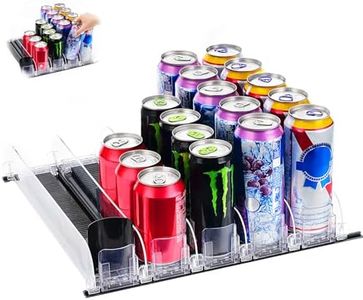 Drink Dispenser for Fridge, Jhua Self-Pushing Soda Can Dispenser for Refrigerator with Automatic Pusher Glide, Width Adjustable Drink Organizer for Fridge, Soda Can Organizer for Beer, Pop Can, 5 Row