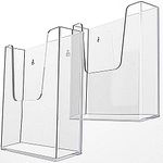 Elegant Creations A5 Brochure Holder 6.25 x 7.0 inches Wall Mounted Literature Holders Clear Flyer Holder Acrylic Hanging Wall Brochure Holders, 2 Pack, Clear