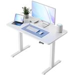 FEZIBO Standing Desk, 110 x 60 cm, Electric Height Adjustable Desk with Memory Control and Anti-Collision Technology, White