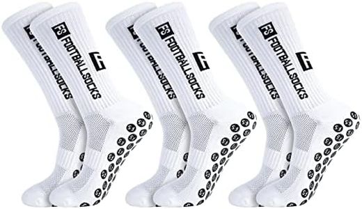 DragonflyDreams 3 Pairs Non Slip Sport Soccer Socks Anti Slip Football Socks Unisex Athletic Sports Socks with Rubber Dots Breathable Basketball Socks for Football Volleyball Yoga Running, White