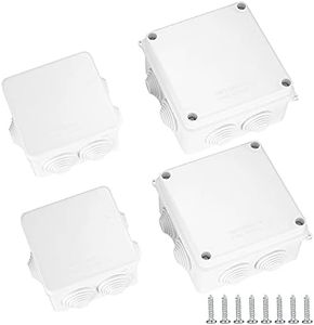 4 Pcs Junction Boxes IP65/IP55 Waterproof, White ABS Plastic Dustproof Electrical Project Enclosure Boxes, Universal Outdoor Electrical Boxes Cable Connectors for Electronics Cables, 2 Sizes