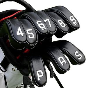 BIG TEETH Golf Hybrid Iron Head Cover 9Pcs Hybrid Head Covers Set Long Hybrid Iron Covers, Golf Club Covers W/Big NO. for Cleveland Launcher, Cobra T Rail Hybrid Irons (1set of 9pcs(4-9,P,A,S))