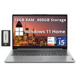 Lenovo IdeaPad 1i 15.6" FHD Business Laptop, Intel i5-1235U, 16GB RAM, 800GB Storage (512GB SSD+288GB Docking Station Set), Intel Iris Xe Graphics, Numeric Keypad, WiFi 6, Win 11 Home, Gray