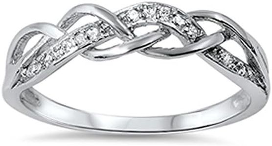 Infinity Knot White CZ Promise Ring New .925 Sterling Silver Band Size 6